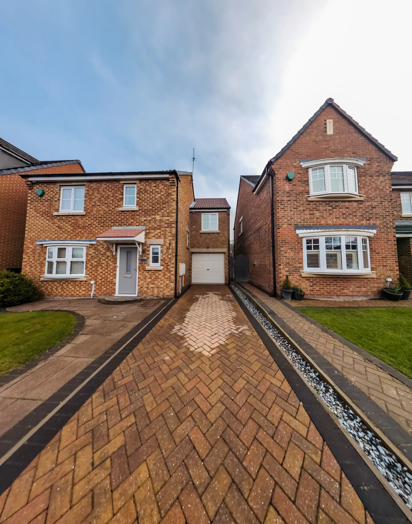 New block-paved driveway laid to a detached home